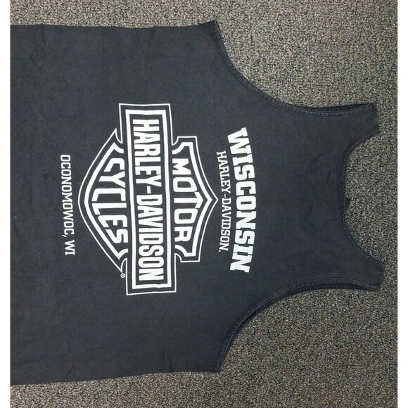 Vtg Y2K 2002 Harley-Davidson Tank Top Oconomowoc WI Faded Black Shirt Mens Large - Picture 2 of 3